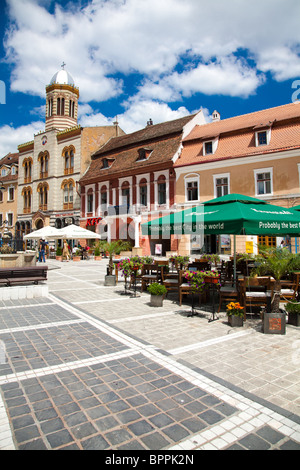 Der Rat Platz am 30. Juli 2010 in Brasov, Rumänien. Stockfoto