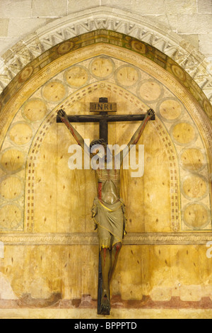 Kruzifix in der Kapelle des Klosters La Rabida, Palos De La Frontera, Provinz Huelva, Spanien Stockfoto