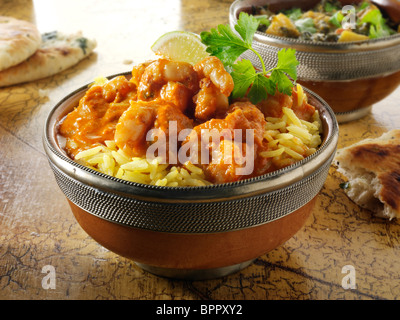 Makhani Garnelecurry & Reis, indisches Essen Rezept Bilder, Fotos & Bilder Stockfoto