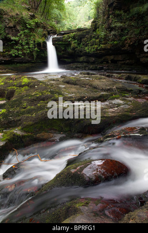 Sgwd Isaf Clun Gwyn Wasserfall; Afon Mellte; Brecon Beacons; Wales Stockfoto