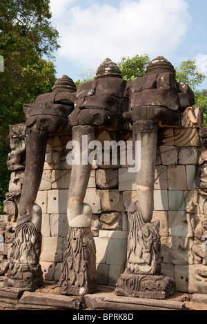 Elefantenstatuen, Terrasse der Elefanten, Siem Reap, Kambodscha Stockfoto