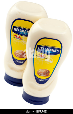 Zwei Kunststoff-Behälter von Hellmann echte mayonnaise Stockfoto