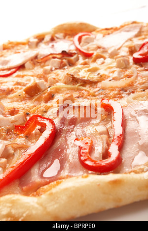 Pizza mit Paprika und Schinken Stockfoto