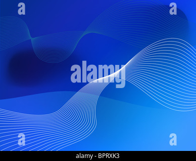 Abstrakte Darstellung in blau mit weißen Wellenlinien Stockfoto