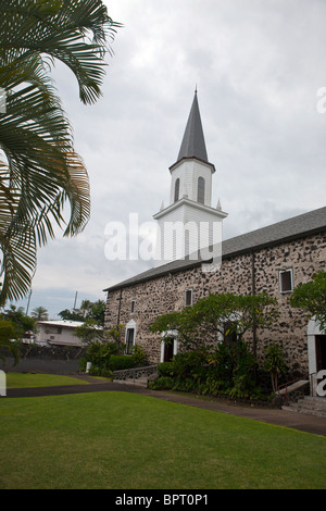 Mokuaikaua Kirche, die erste christliche Kirche in Hawaii, Kailua-Kona, The Big Island, Hawaii, Vereinigte Staaten von Amerika Stockfoto