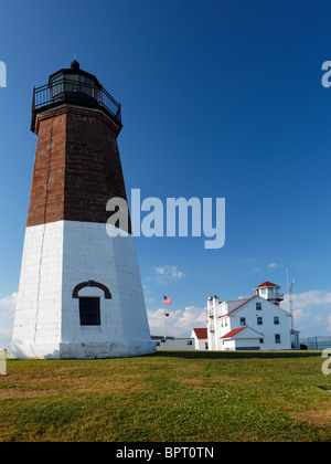 Point Judith Leuchtturm und Coast Guard Station, Rhode Island Stockfoto