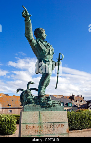 Robert Surcouf, Statue, St Malo, Bretagne, Frankreich Stockfoto