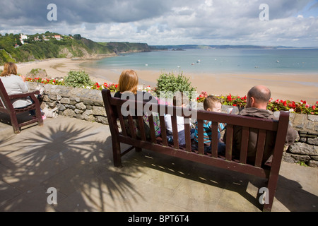 Blick auf den Strand in Tenby in Süd-Wales Stockfoto