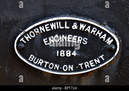 Macher Plaque auf Andresey Brücke, Burton-On-Trent, Staffordshire, England, UK Stockfoto