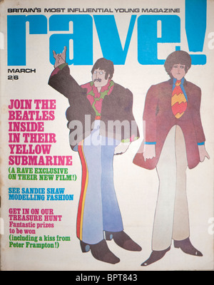 Abdeckung der sechziger Jahre Magazin Rave The Beatles zeigt. Stockfoto