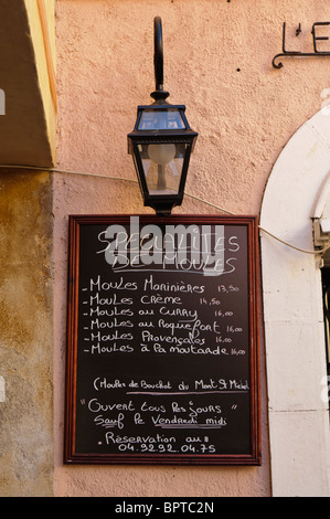 Ein Französisch-Muschel-Speisekarte Stockfoto