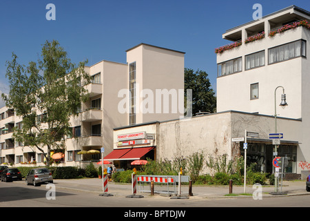 Große Siedlung Ringsiedlung Siemensstadt, entworfen vom Architekten Haus, Walter Gropius, World Heritage Site, Berlin, Deutschland. Stockfoto