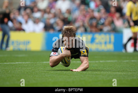 Das zweite Spiel der Doppel-Header von Twickenham London Wasps V Harlekine. Stockfoto