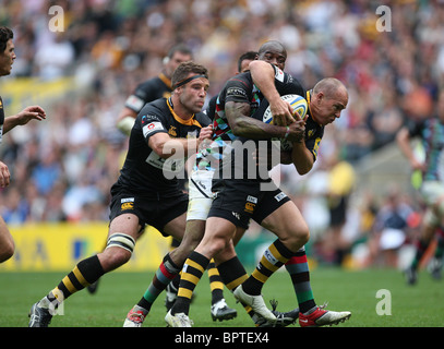 Das erste Spiel des double-Headers von Twickenham London Irish V Sarazenen. Stockfoto