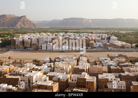 Sonnenaufgang am Shibam, Wadi Hadramaut, Jemen Stockfoto