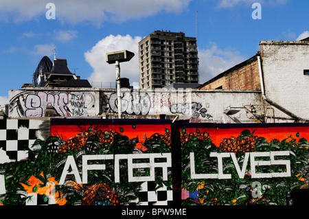 Nach Leben Graffiti in Brick Lane, London, England, Vereinigtes Königreich Stockfoto