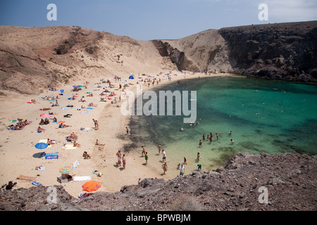 Playa de Papagayo-Strand in der Nähe von Playa Blanca, Lanzarote, Kanarische Inseln Stockfoto