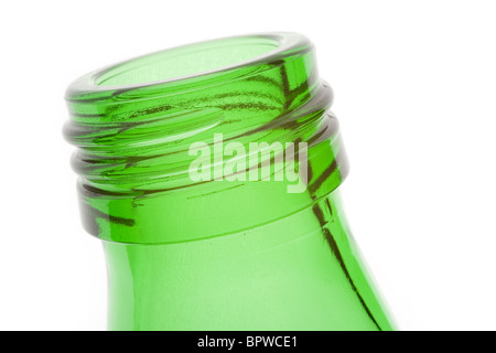 eine grüne Glasflasche Nahaufnahme Schuss Stockfoto