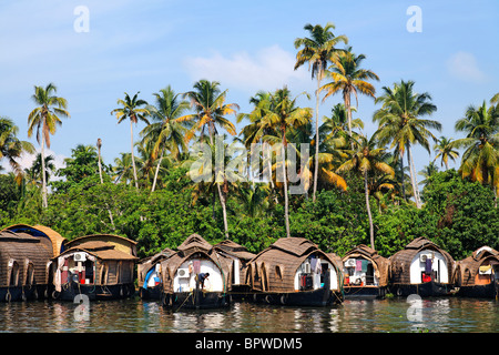 Hausboote auf den Backwaters von Kerala, Kerala, Indien Stockfoto