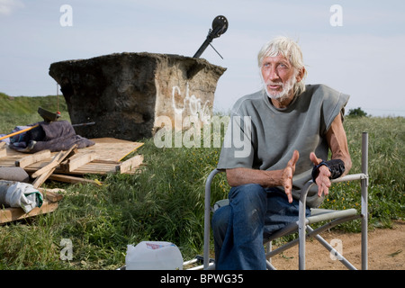 Bewohner von Sacramentos Zeltstadt. 12. April 2009 Stockfoto