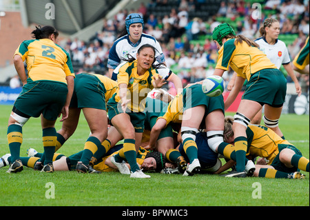 Der Vizemeister Spiel zwischen Frankreich und Deutschland. Australien gewann 22-8. Der iRB organisiert Rugby-Weltmeisterschaft der Frauen Stockfoto