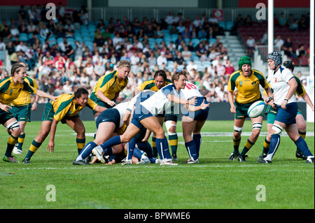 Der Vizemeister Spiel zwischen Frankreich und Deutschland. Australien gewann 22-8. Der iRB organisiert Rugby-Weltmeisterschaft der Frauen Stockfoto