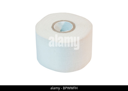 Pflaster (Heftpflaster) Rollen. Isoliert auf weißem Hintergrund mit Beschneidungspfad. Stockfoto
