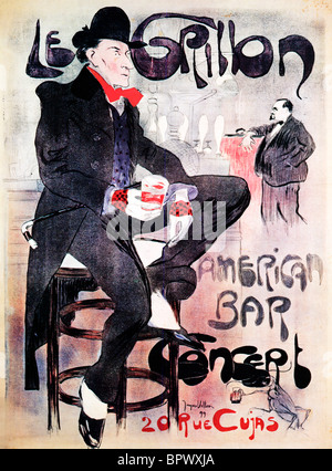 Le Grillon, 1899-Jugendstil-Plakat von Montmartre Künstler Jacques Villon für eine modische Pariserin American Bar Stockfoto