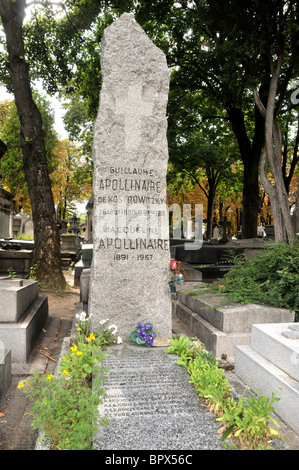 Guillaume Apollinaire (1880-1918) Grab, Friedhof Pere Lachaise, Paris, Frankreich Stockfoto