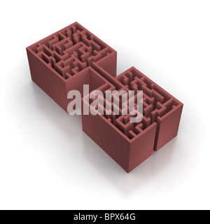Roten angeschlossenen Labyrinth. 3D gerenderte Darstellung. Stockfoto