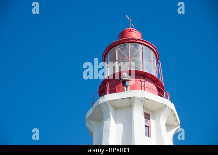 Draufsicht auf den achteckigen Leuchtturm Pointe-au-Pere, Bas-Saint-Laurent, Quebec Stockfoto