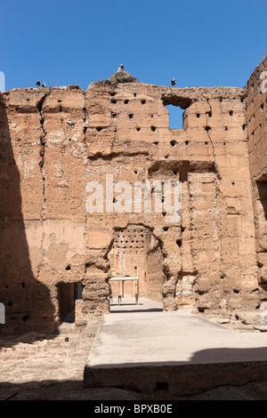 Ruinen von El-Badi-Palast, Marrakesch (Marrakech), Marokko, Nordafrika Stockfoto
