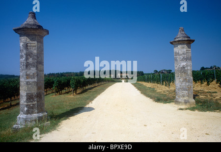 St. Emilion Frankreich Montague - St Emilion Château Corbin Vineyard Eingang Stockfoto