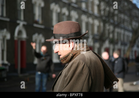 Geoffrey Rush am Set von The Kings Speech. Pullens Gebäude, London Stockfoto