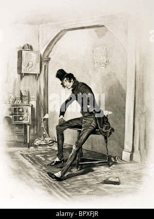 Skizze des Herrn Alfred Jingle keine Halle, nirgends. Von Pickwick Papers von Charles Dickens. Künstler Frederick Barnard. Stockfoto