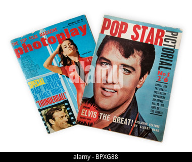 Zwei Vintage Magazine Photoplay und Pop Star bildliche ab 1965 auf weißem Hintergrund Stockfoto