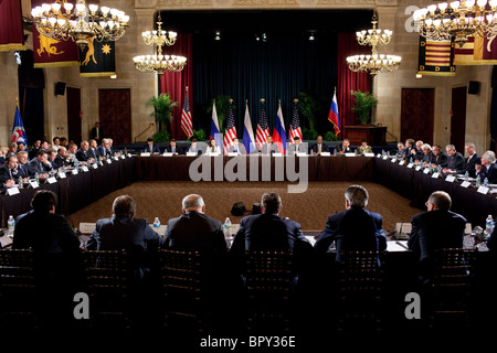 Barack Obama und der russische Präsident Dmitry Medvedev besuchen die U.S.Ð Russland Business Summit Stockfoto