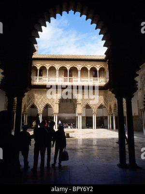 Der Patio, der Alcázar von Sevilla, Sevilla, Provinz Sevilla, Andalusien, Spanien Stockfoto