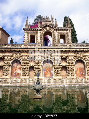 Estanque de Mercurio Gärten, der Alcázar von Sevilla, Sevilla, Provinz Sevilla, Andalusien, Spanien Stockfoto