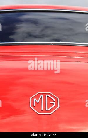 Detail der MG-Logo auf eine klassische MG Magnette ZB der 1950er-Jahre Stockfoto