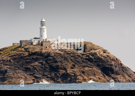 Runde Insel-Leuchtturm, Isles of Scilly Stockfoto