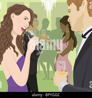 Paare, die auf einer Party Champagner trinken Stockfoto