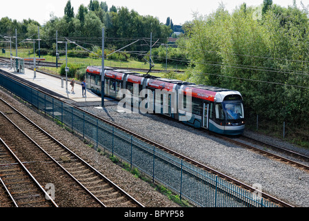 Nottingham express Transit-Straßenbahn verlassen Highbury Vale Nottingham England UK Stockfoto