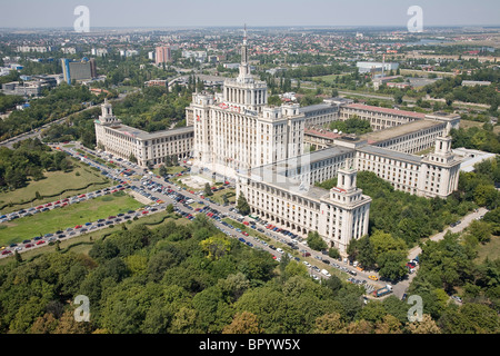 Luftaufnahme des Hauses der freien Presse von Rumänien in Bukarest