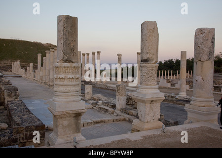 Die Ruinen der römischen Stadt von Beit Shean im Jordan-Tal zu fotografieren Stockfoto