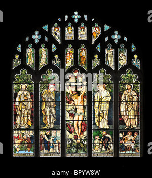 East Window, Jesus' Church, Troutbeck, Cumbria, entworfen von Edward Burne Jones, hergestellt 1873 von William Morris. (Morris & Co) Stockfoto