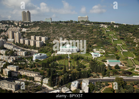 Luftaufnahme von der Bahai-Gärten und Tempel an den Hängen des Berges Carmel Stockfoto