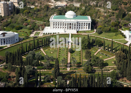 Luftaufnahme von der Bahai-Gärten und Tempel an den Hängen des Berges Carmel Stockfoto