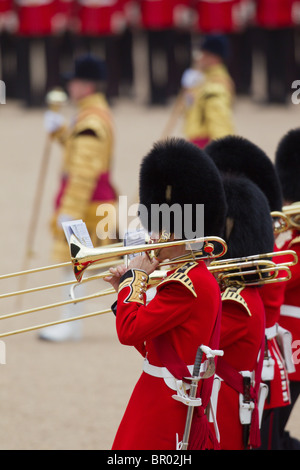 Musiker der Band der Grenadier Guards. "Trooping die Farbe" 2010 Stockfoto