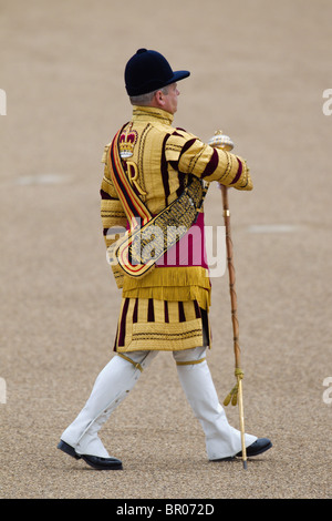 Massed Bands Truppe, Drum Majors marschieren. "Trooping die Farbe" 2010 Stockfoto